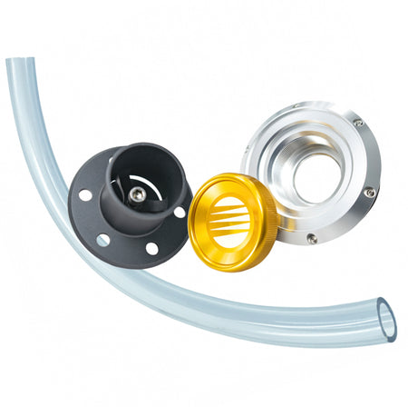 Fuelab Remote Fuel Fill With Cap - 6-Bolt Flange - Black / Clear / Gold