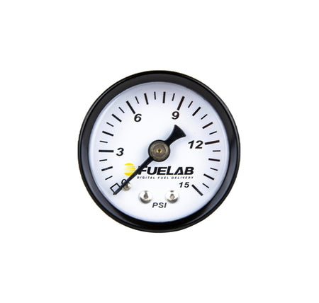 Fuelab Full Sweep Fuel Pressure Gauge - 0-15 psi - 1-1/2 in Diameter - White Face