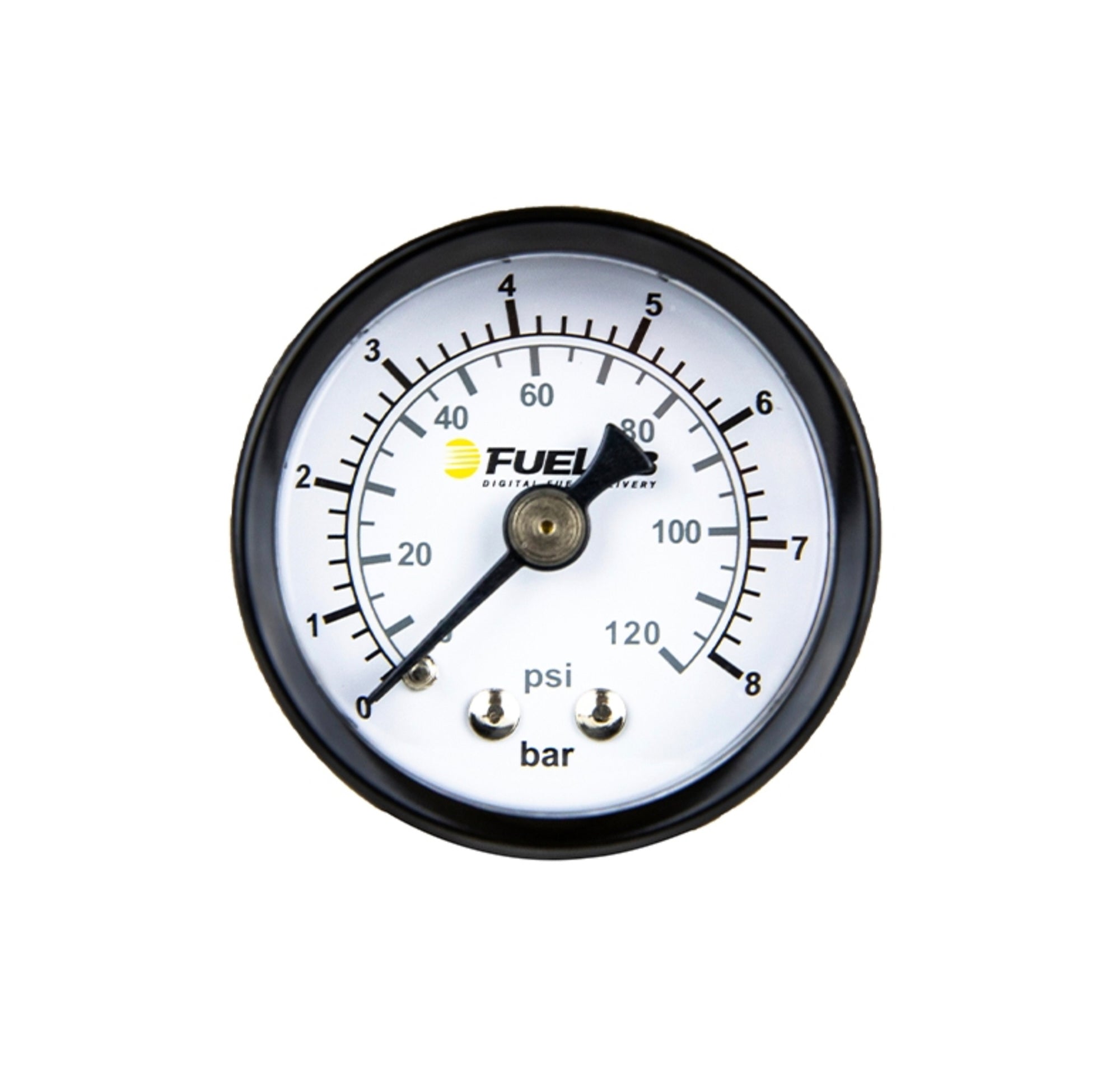 Fuelab Full Sweep Fuel Pressure Gauge - 0-8 BAR / 0-120 psi - 1-1/2 in Diameter - White Face