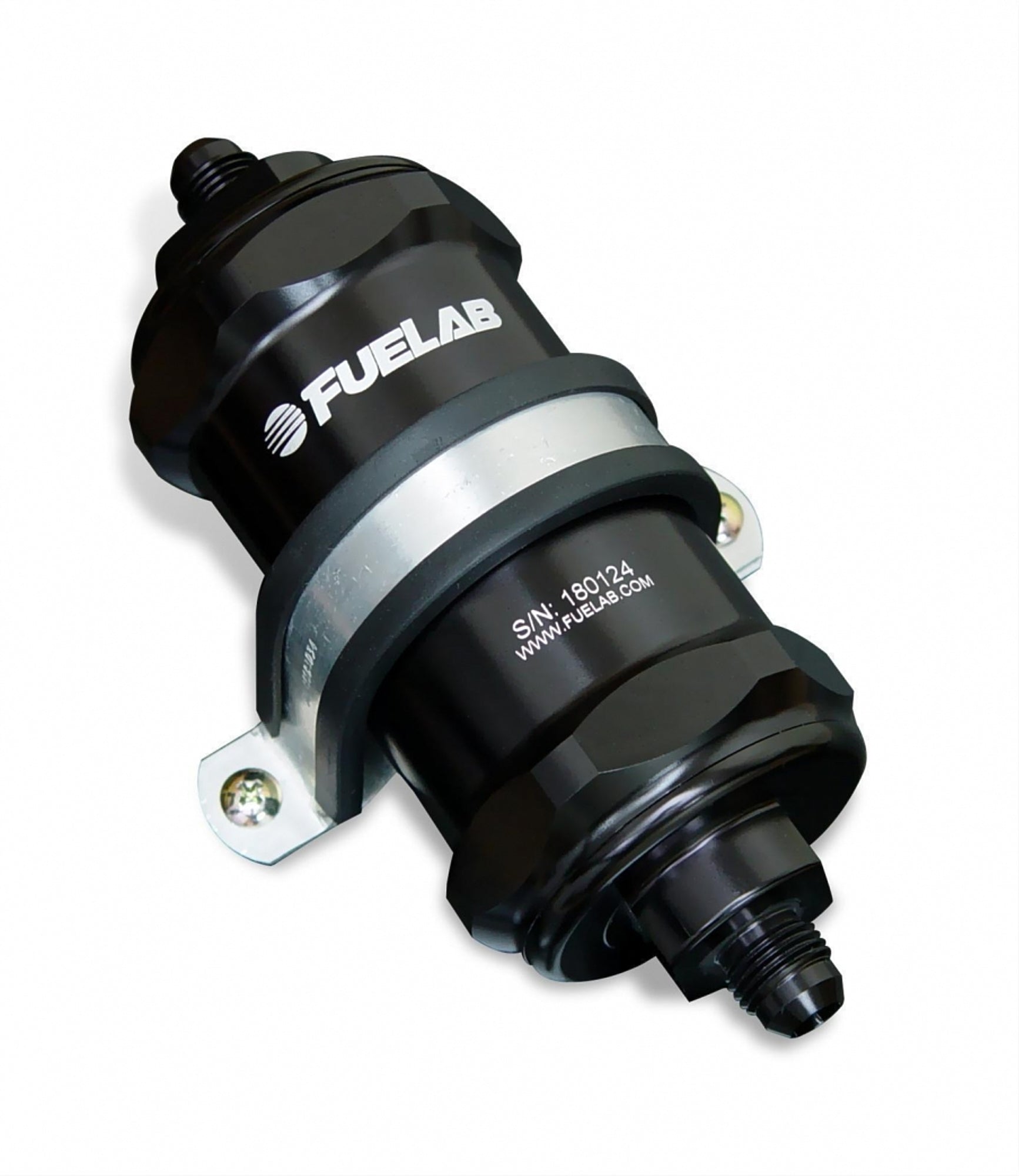 Fuelab In-Line Fuel Filter - 6 Micron - 3 in Microglass Element - 6 AN Male Inlet/Outlet - Black