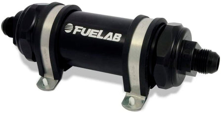 Fuelab In-Line Fuel Filter - 100 Micron - 5 in Stainless Element - 10 AN Male Inlet/Outlet - Black