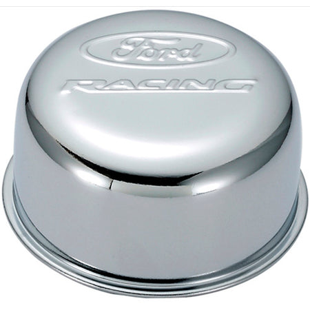 Ford Racing Twist-On Round Breather - Ford Racing Logo - Chrome
