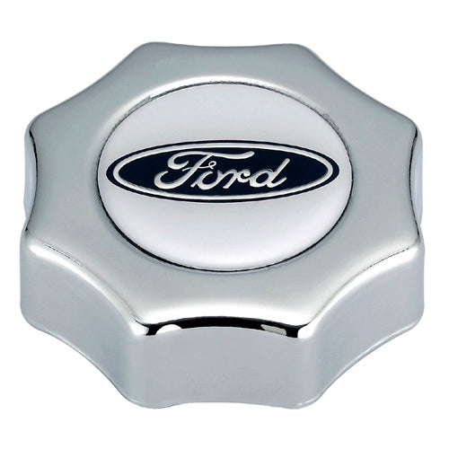 Ford Racing Oil Fill Cap - Octagon - Twist-On - Polished - Ford Logo