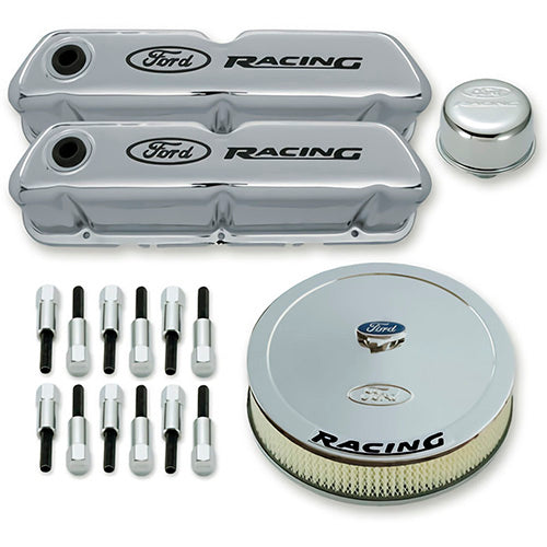 Ford Racing Engine Dress Up Kit - Recessed Ford Racing Logo - Chrome - Small Block Ford