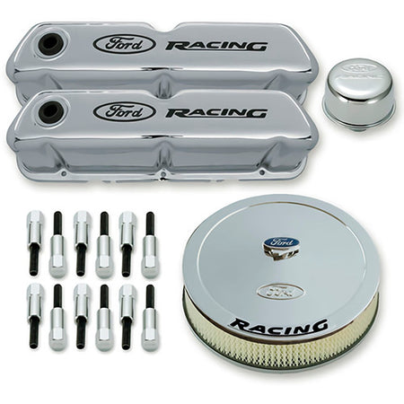 Ford Racing Engine Dress Up Kit - Recessed Ford Racing Logo - Chrome - Small Block Ford