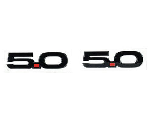 Ford Racing Mustang 5.0 Fender Badges - Black / Red - Ford Mustang 2015-23 (Pair)