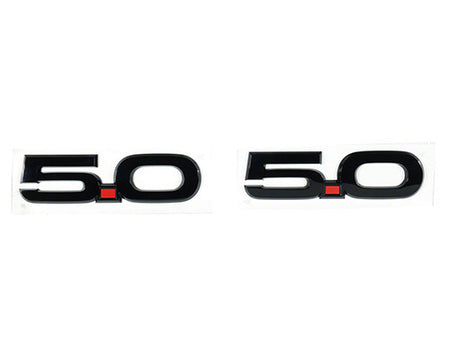 Ford Racing Mustang 5.0 Fender Badges - Black / Red - Ford Mustang 2015-23 (Pair)