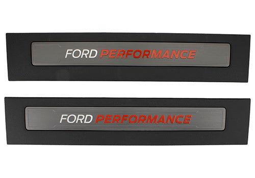 Ford Racing Door Sill Plate - Adhesive Backing - Ford Performance - Brushed - Ford Fullsize Truck 2015-25 (Pair)