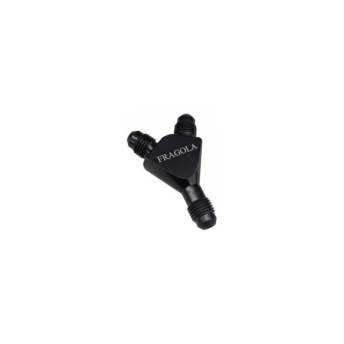 Fragola 12 AN Male Inlet/ Dual 10 AN Outlet Y-Block - Black 