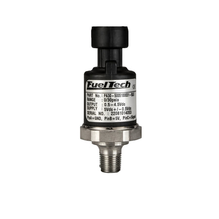 FuelTech Black Series Vacuum Sensor - 0-30 psi - Black / Stainless