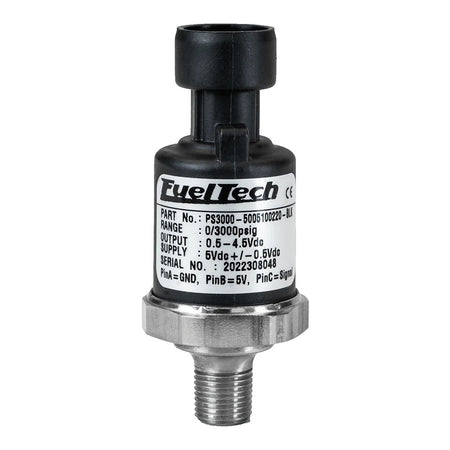 FuelTech Black Series Pressure Sending Unit - 1/8 in NPT Male Thread - 0-500 psi - Black / Stainless