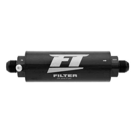 FuelTech In-Line Fuel Filter - 60 Micron - Stainless Element - 12 AN Male Inlet/Outlet - Black