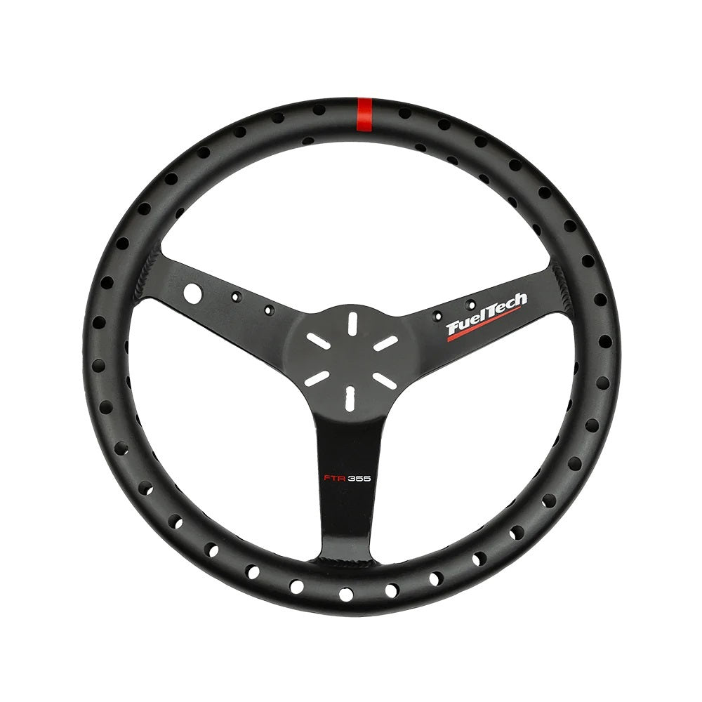 FuelTech FTR-A 365 Steering Wheel - Lightweight - 365 mm Diameter - 3-Spoke - Black