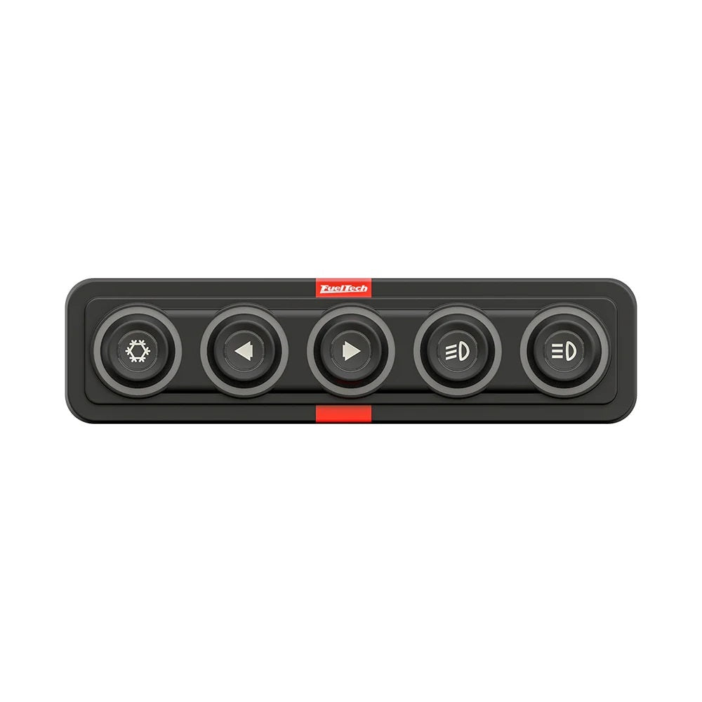 FuelTech Mini Switch Panel - 6.12 x 1.56 in - 5 On/Off Buttons - Black