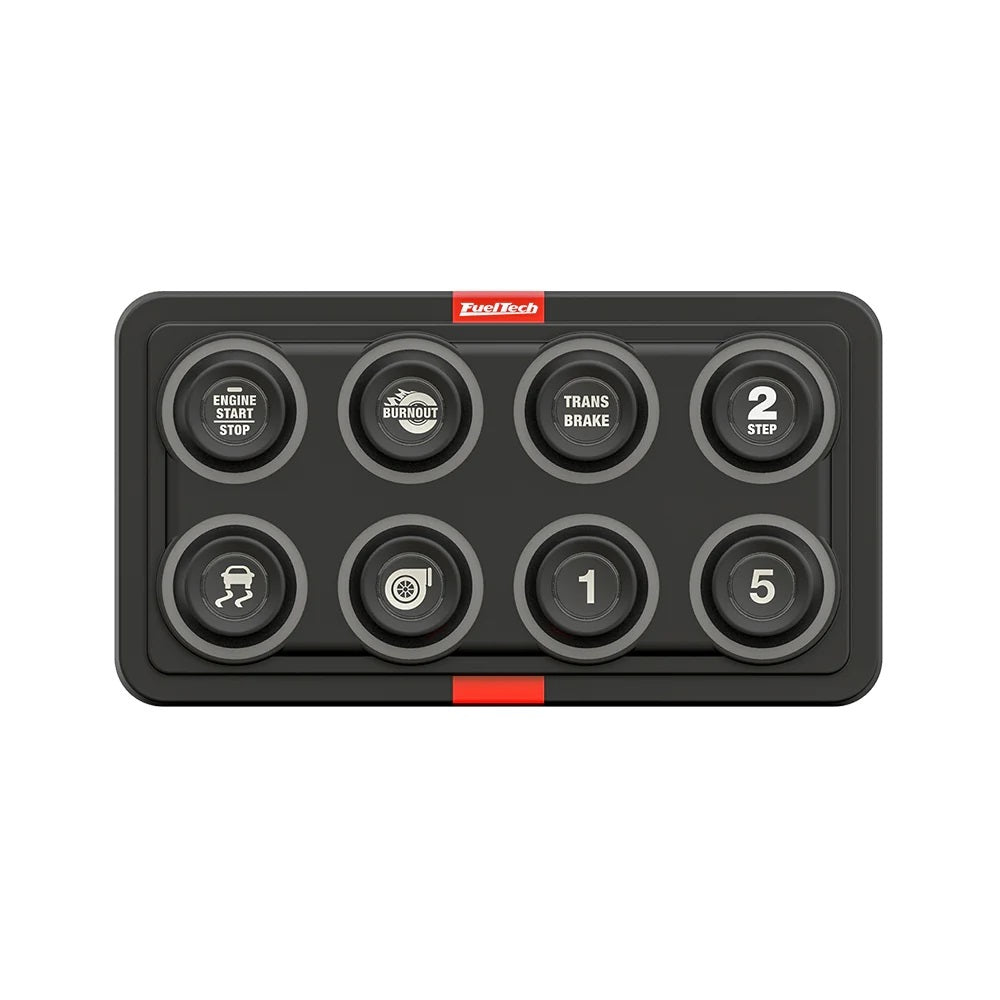 FuelTech Mini Switch Panel - 4.98 x 2.7 in - 8 On/Off Buttons - Black