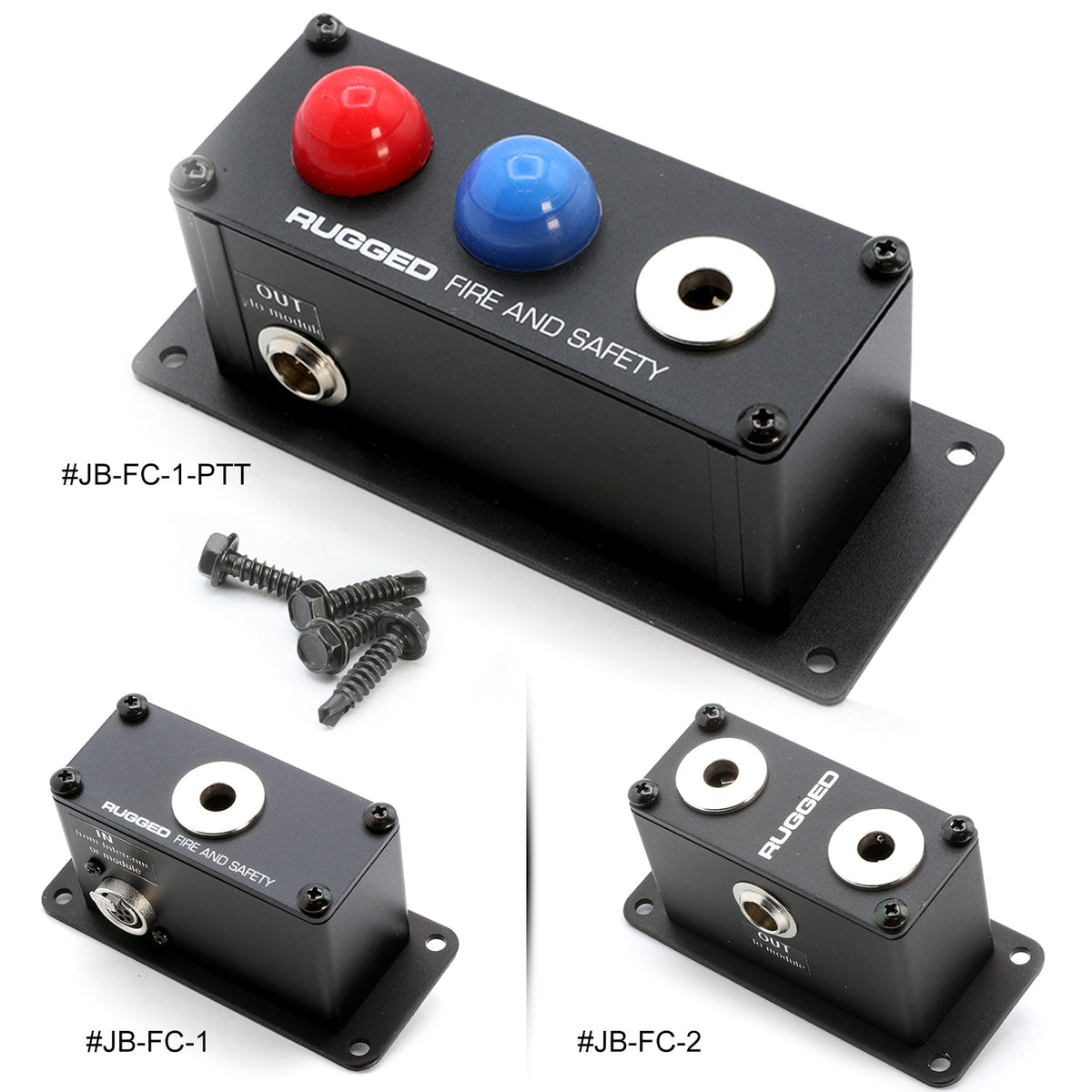 Rugged Radios Jack Box Headset Stations for RRP800 Fire & Safety Intercoms - Single Position Jack Box /w Dual PTT JB-FC-1-PTT