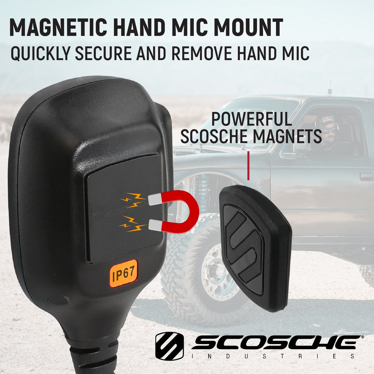 Rugged Radios Hand Mic for G1 Mobile Radio /w Scosche MagicMount HM-G1