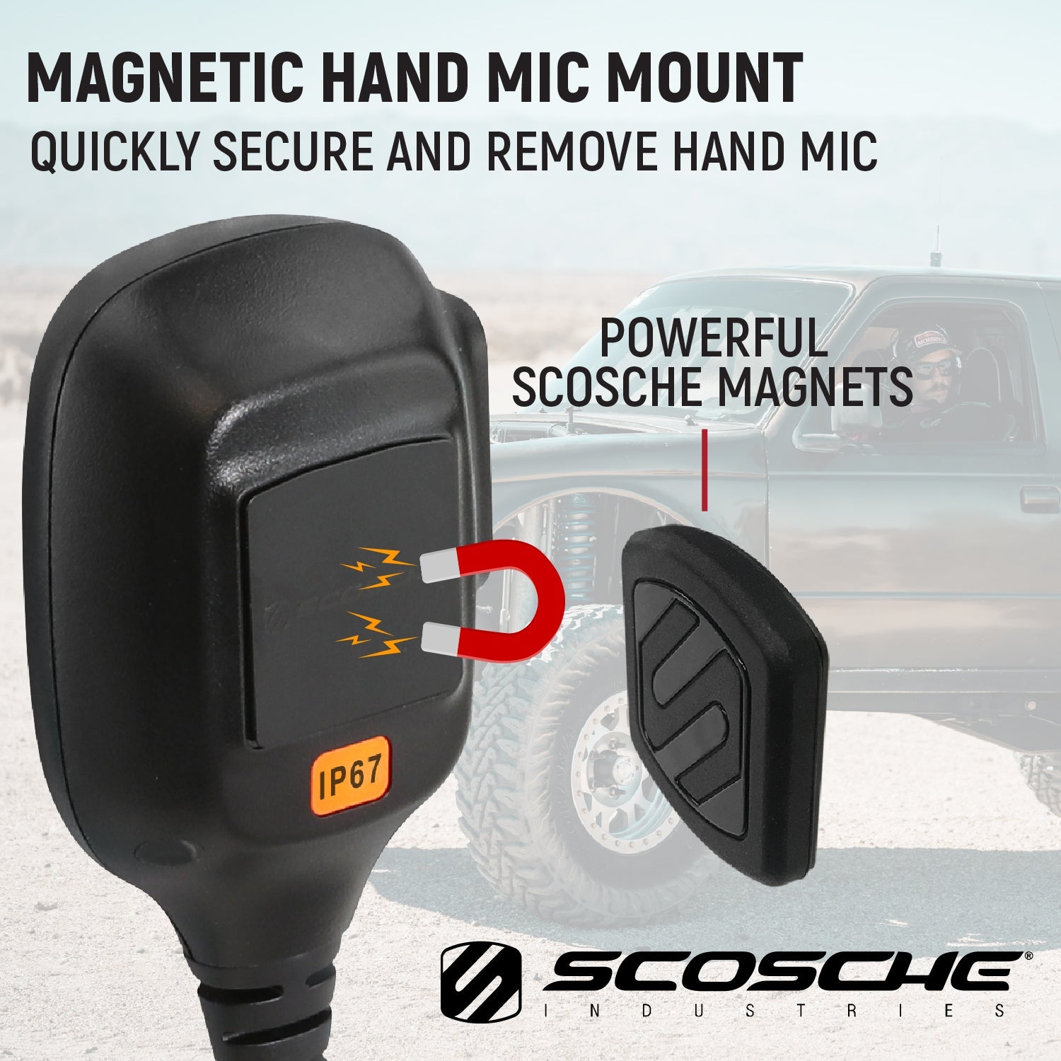 Rugged Radios Hand Mic for G1 Mobile Radio /w Scosche MagicMount HM-G1