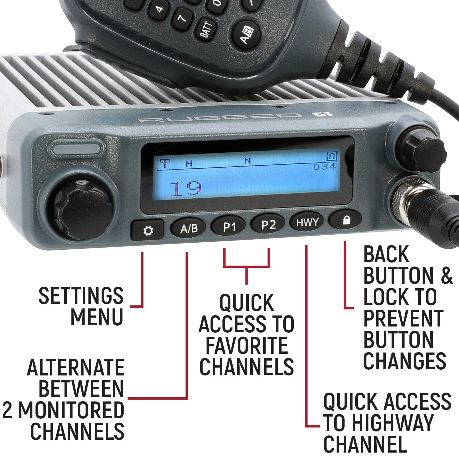 Rugged Radios Rugged Radios G1 GMRS Mobile Radio Kit Plus /w External Speaker RK-G1-SPK