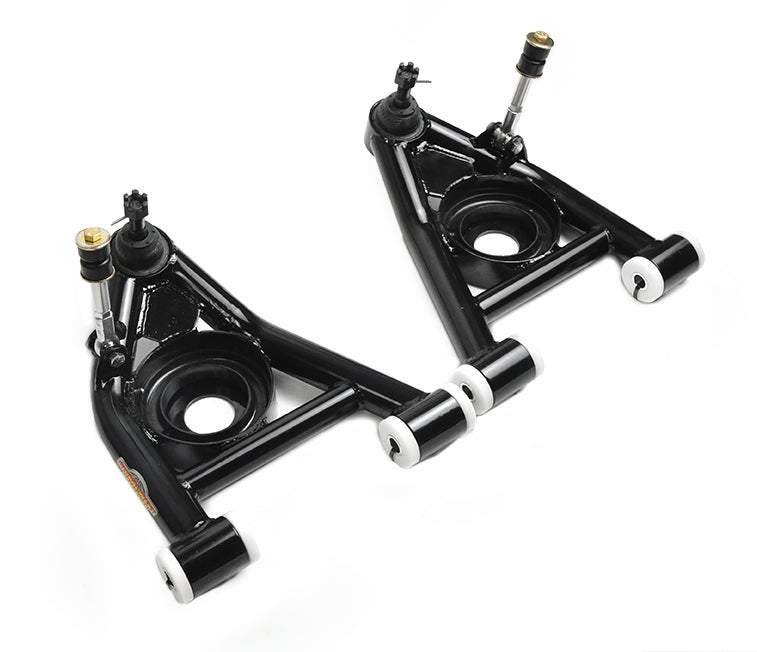Global West Coil Spring Lower Control Arm - Polyurethane Bushings - Black - Ford Mustang 1979-93 (Pair)