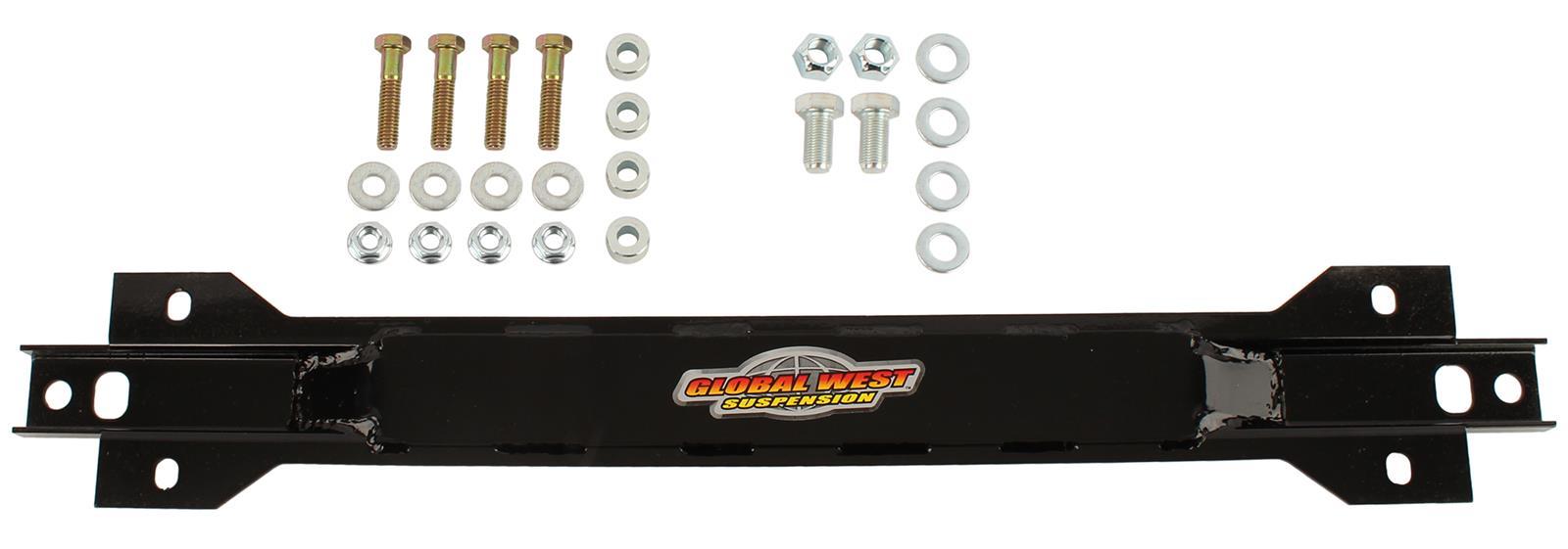 Global West Bolt-On Rear Shock Upper Crossmember - Black - GM B-Body 1958-64