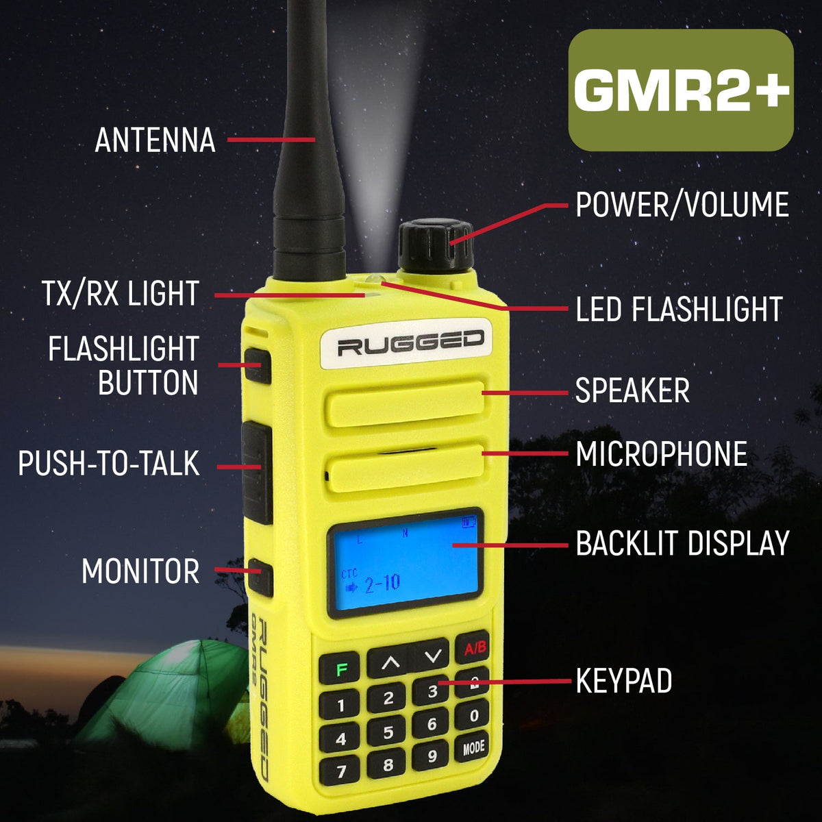 Rugged Radios GMR2 PLUS GO BAG High Visibility GMRS & FRS Emergency Radio Kit RUGGED-GOBAG