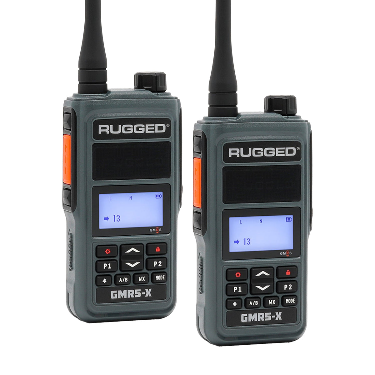 Rugged Radios GMR5-X - 5W GMRS Handheld Radio - Waterproof /w XL Battery - 2 Pack - Gray GMR5-X-2-PACK