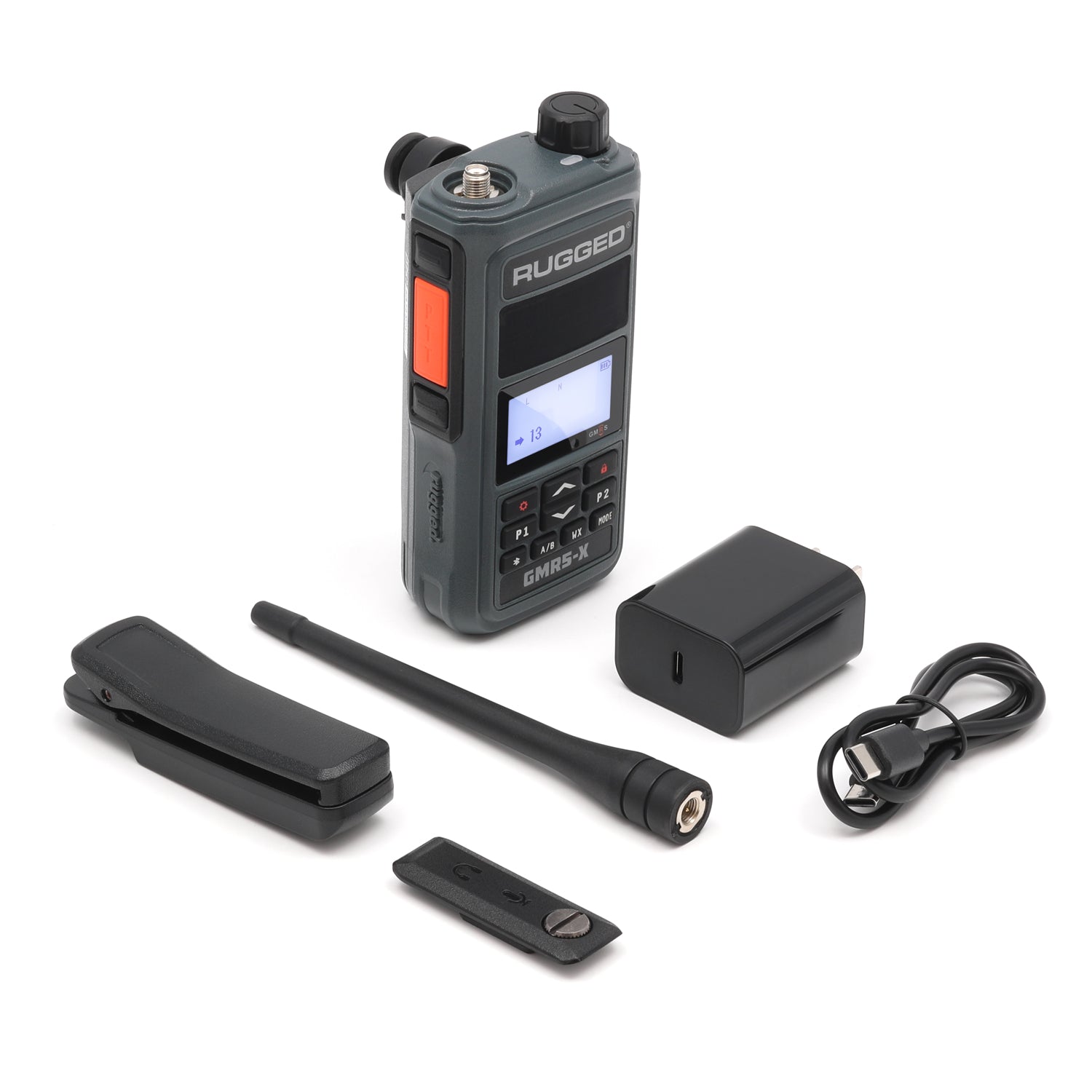 Rugged Radios GMR5-X - 5W GMRS Handheld Radio - Waterproof /w XL Battery - 2 Pack - Gray GMR5-X-2-PACK