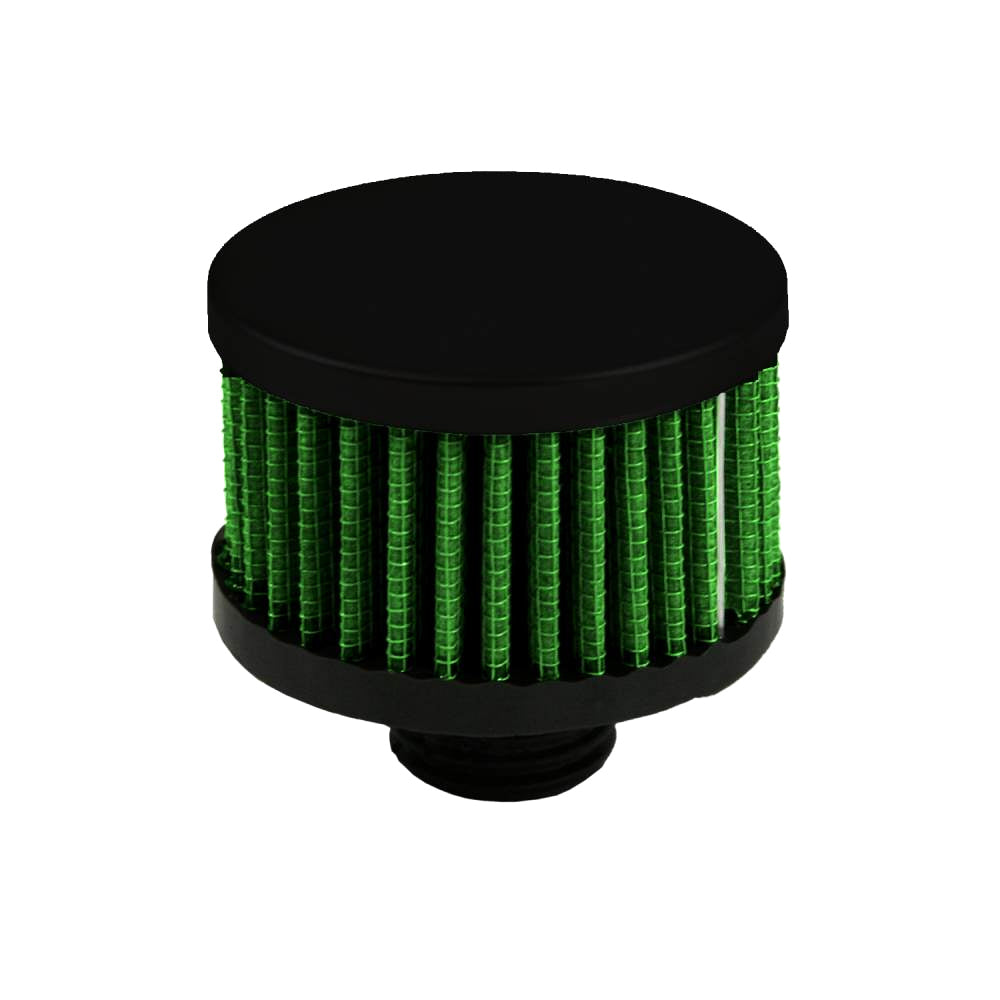 Green Filter Screw-In Round Breather - 1-1/4 in Hole - Black