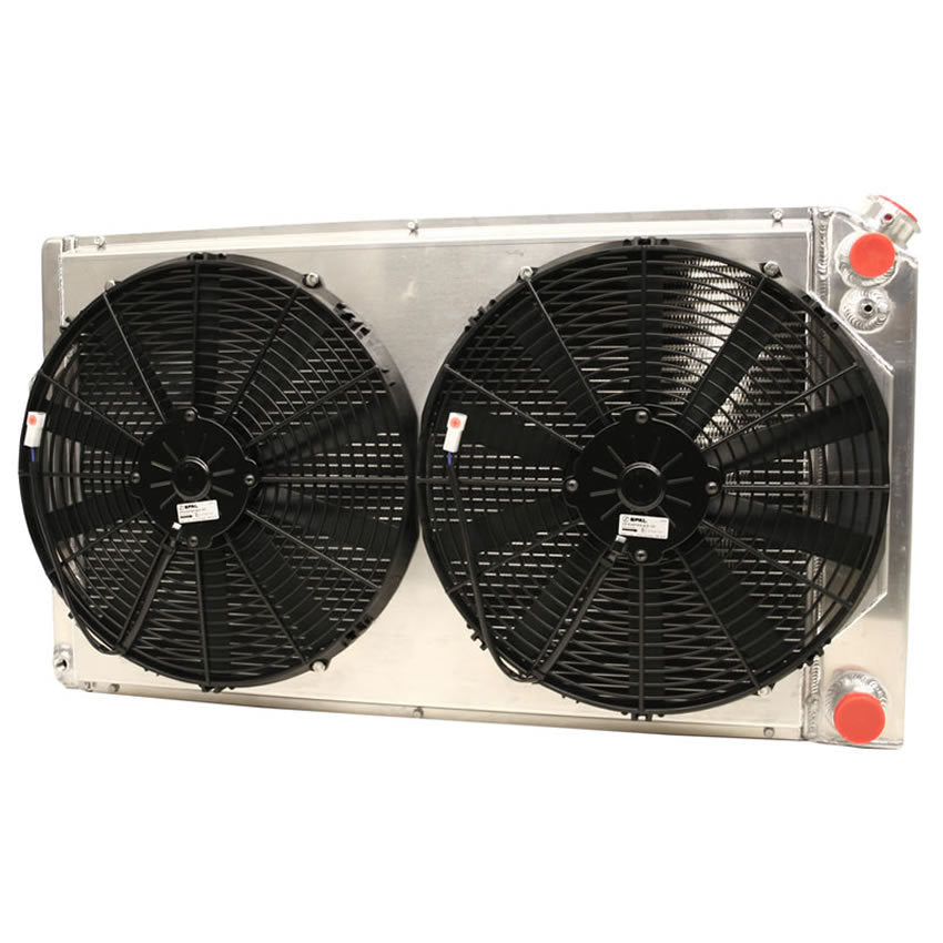 Griffin Direct Fit Aluminum Radiator & Fan Kit - 33.25 in W x 18.688 in H x 6.438 in D - GM LS-Series - GM A-Body / G-Body 1968-89