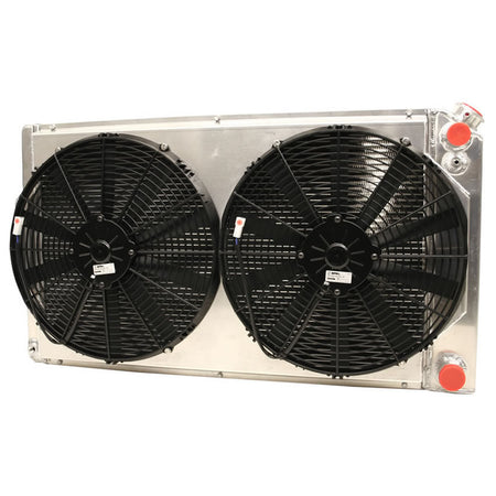 Griffin Direct Fit Aluminum Radiator & Fan Kit - 33.25 in W x 18.688 in H x 6.438 in D - GM LS-Series - GM A-Body / G-Body 1968-89