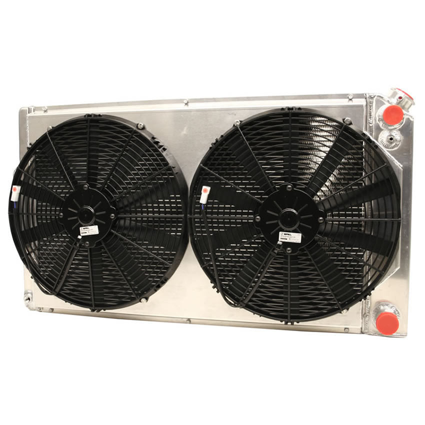 Griffin Direct Fit Aluminum Radiator & Fan Kit - 26.25 in W x 18.688 in H x 7.188 in D - GM LS-Series - GM A-Body / F-Body 1964-69