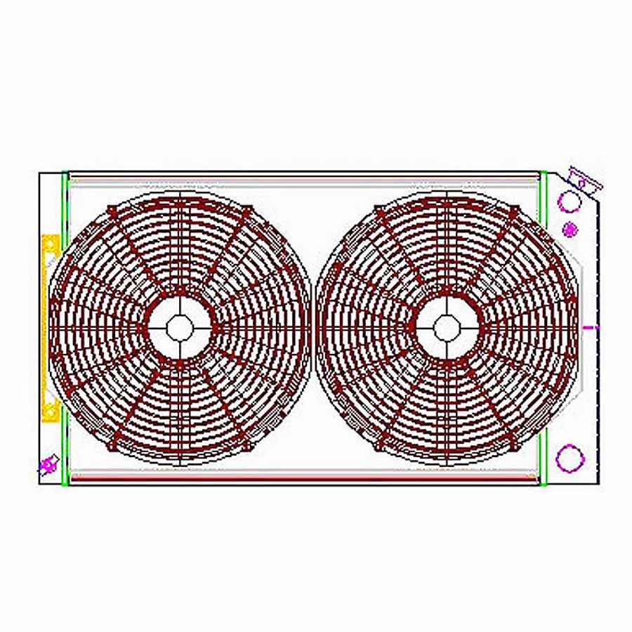 Griffin Direct Fit Aluminum Radiator & Fan Kit - 33.25 in W x 18.625 in H x 6.438 in D - GM A-Body / G-Body 1963-88