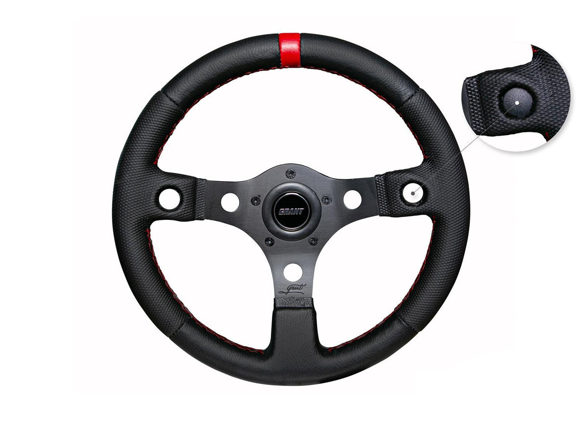 Grant Performance Race Elite Steering Wheel - 13 in Diameter - 1 in Dish - Black Leather Grip - Black
