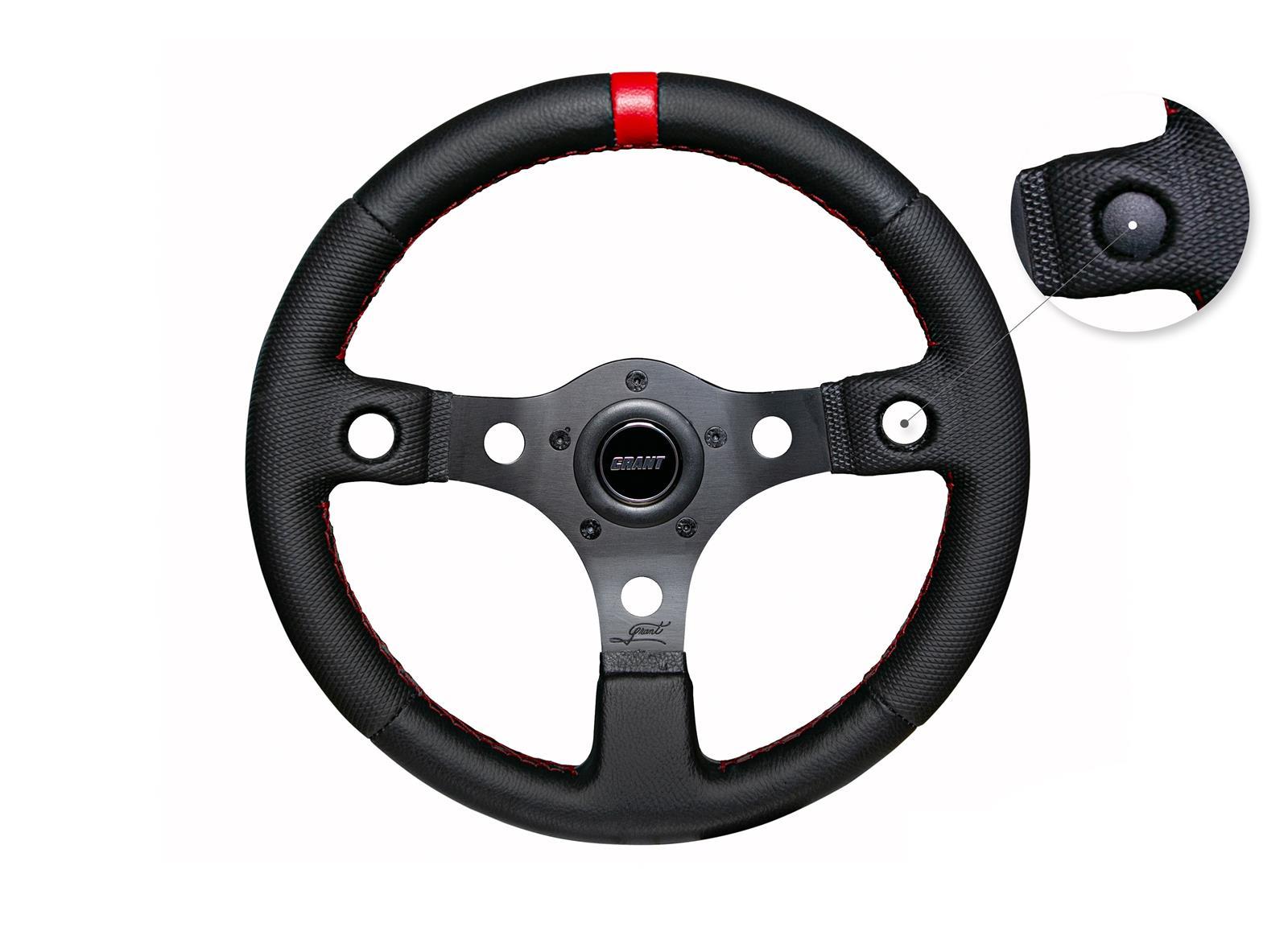 Grant Performance Race Elite Steering Wheel - 13 in Diameter - 1 in Dish - Black Leather Grip - Black
