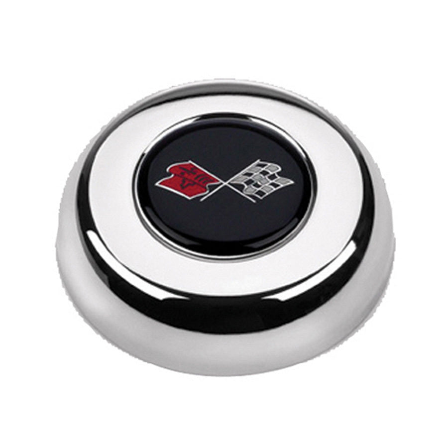 Grant Chrome Corvette Flags Logo Horn Button