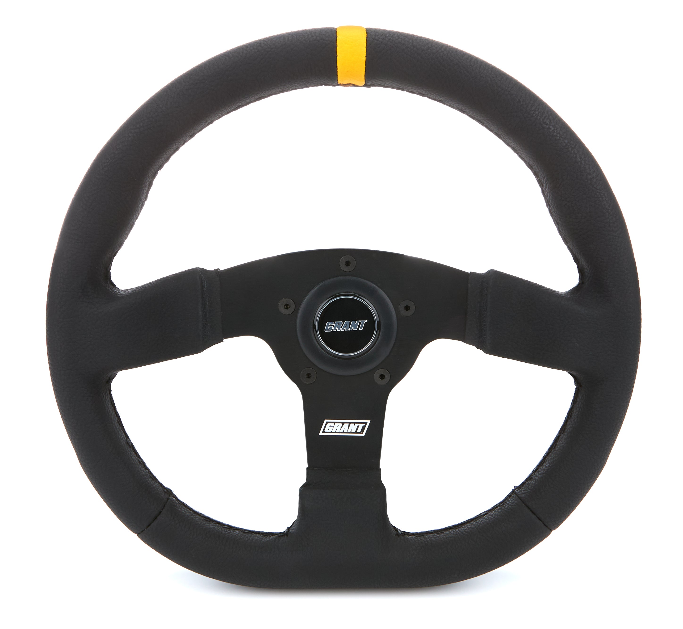 Grant Performance Flat Bottom Steering Wheel - 13 x 12.25 in Diameter - 1 in Dish - Black Vinyl Grip - Black