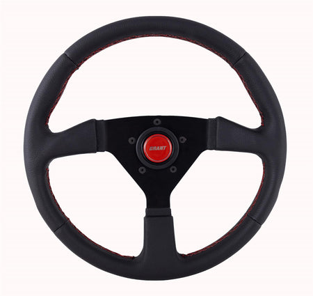 Grant Performance Aluminum Steering Wheel - 13.75 in Diameter - 1 in Dish - 3-Spoke - Black Leather - Black 625