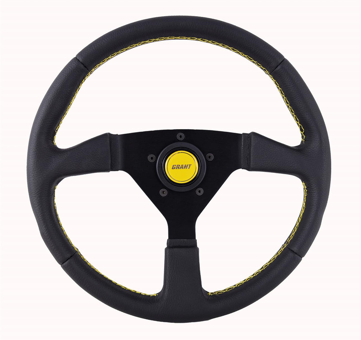 Grant Performance Aluminum Steering Wheel - 13.75 in Diameter - 1 in Dish - 3-Spoke - Black Leather - Black 627