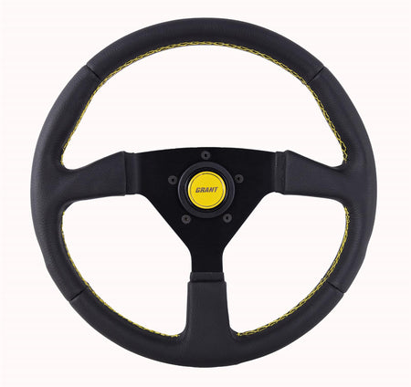 Grant Performance Aluminum Steering Wheel - 13.75 in Diameter - 1 in Dish - 3-Spoke - Black Leather - Black 627