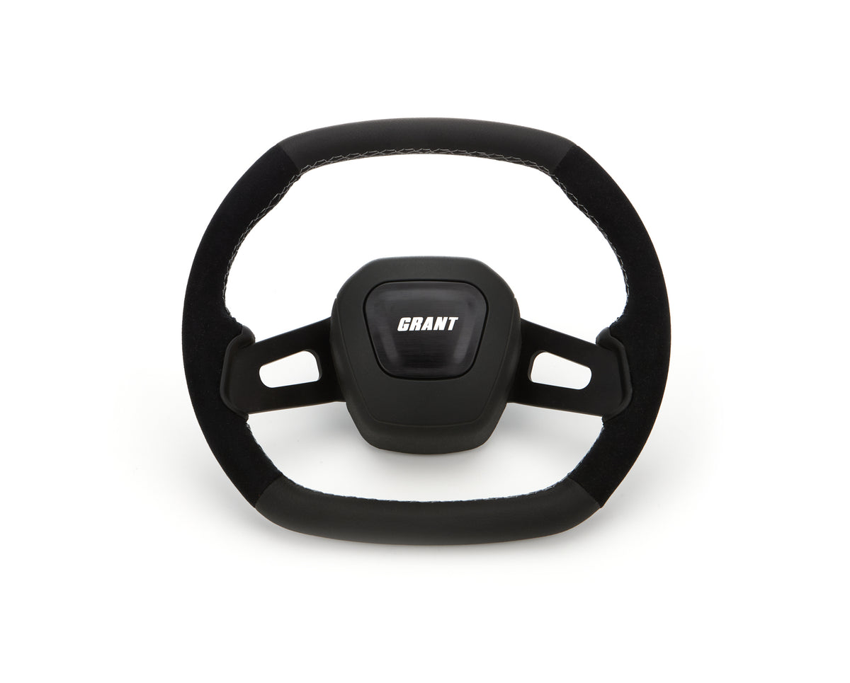 Grant C8 Performance Steering Wheel - 13.75 in Diameter - 1 in Dish - Black Leather / Suede Grip - Black