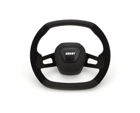 Grant C8 Performance Steering Wheel - 13.75 in Diameter - 1 in Dish - Black Leather / Suede Grip - Black