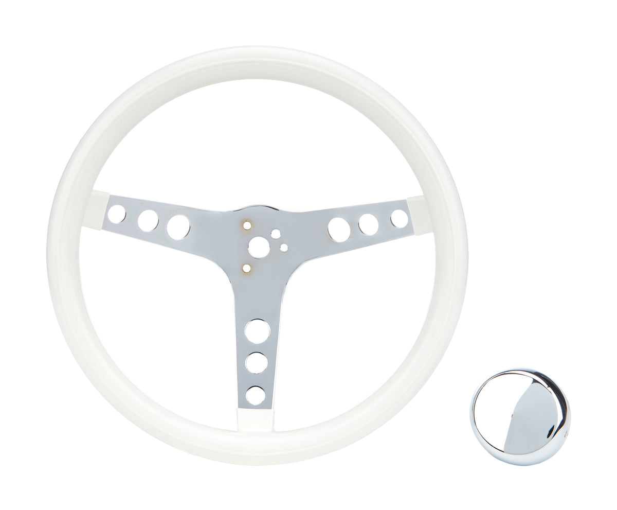 Grant Classic Series Steering Wheel 13.5 in Diameter - 3.5 in Dish - Chrome - White Foam Grip