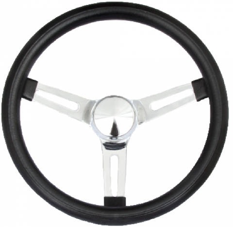 Grant Classic Series Steering Wheel - 13.5 in Diameter - 3.5 in Dish - Black Foam Grip - Chrome