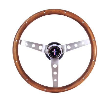 Grant Classic Nostalgia Steering Wheel - 13.5 in Diameter - Walnut Grip - Stainless - Brushed