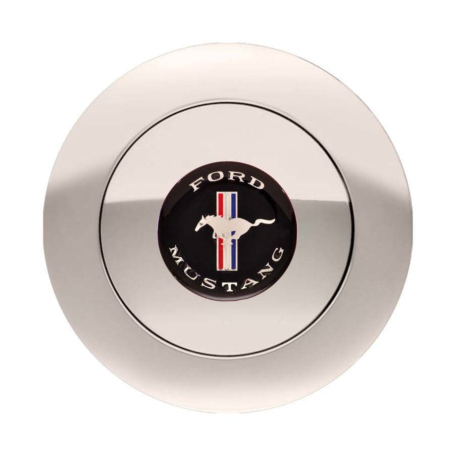 GT Performance GT9 Horn Button - Ford Mustang Logo - Polished - 9-Bolt Steering Wheels