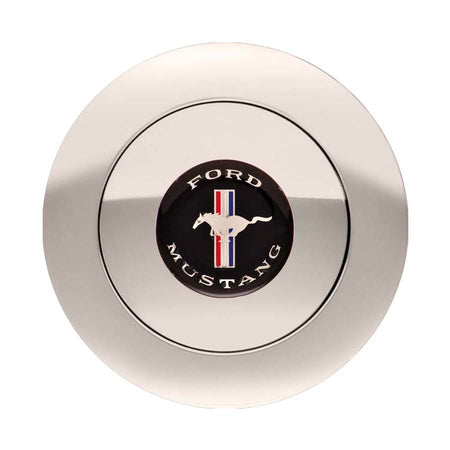 GT Performance GT9 Horn Button - Ford Mustang Logo - Polished - 9-Bolt Steering Wheels