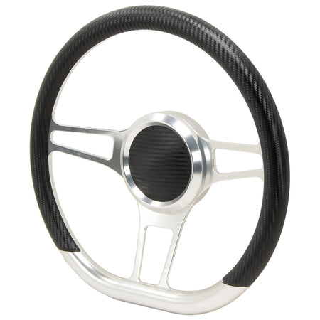 GT Performance GT9 Retro Steering Wheel - 13.5 in Diameter - 2 in Dish - Carbon Fiber Look Vinyl Grip - Satin