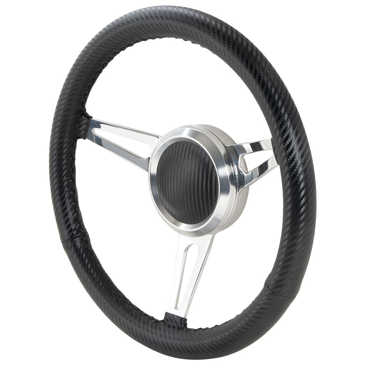 GT Performance GT9 Retro Steering Wheel - 13.75 in Diameter - 2.25 in Dish - Carbon Fiber Look Vinyl Grip - Polished