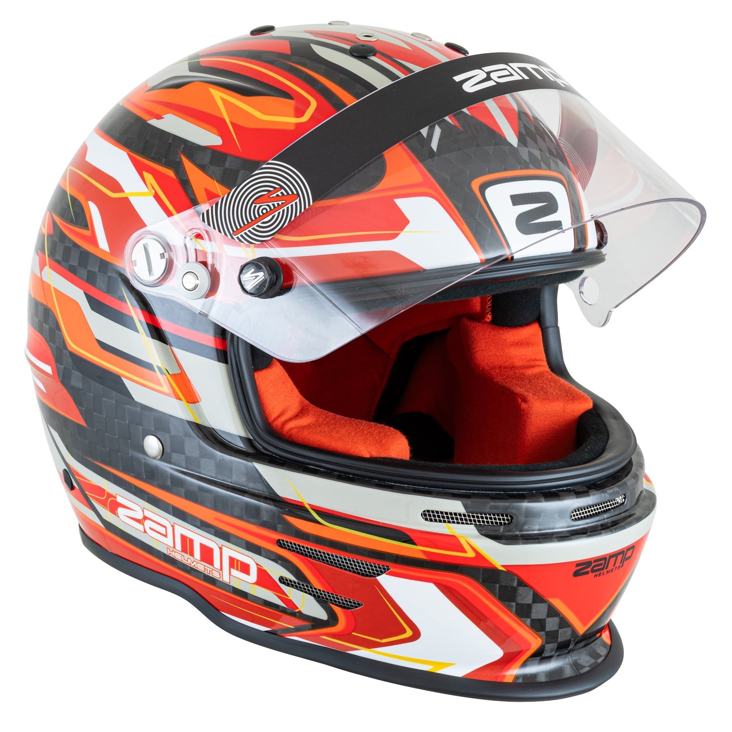 Zamp RZ-48Y Youth Carbon Graphic Helmet - Flo Red  /  Carbon